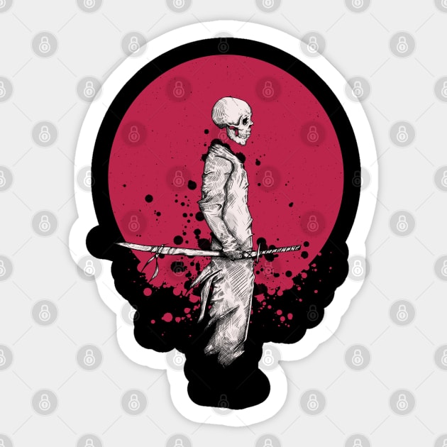 Samurai Red Moon Sticker by Jess Adams